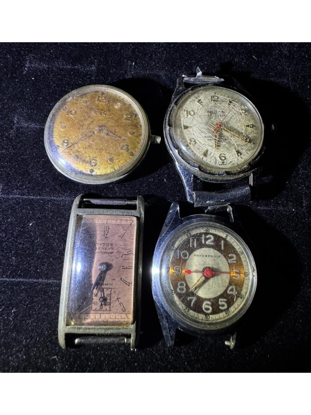Vintage Watches Lot of 4 - Parts/Repair Watch Lot - Benrus 3 Star Titus Geneve